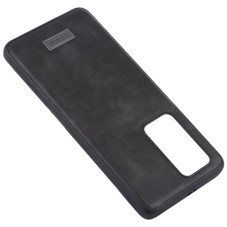 Para Huawei P40 Pro SULADA TPU a prueba de golpes + Funda protectora de cuero hecha a mano (Negro)