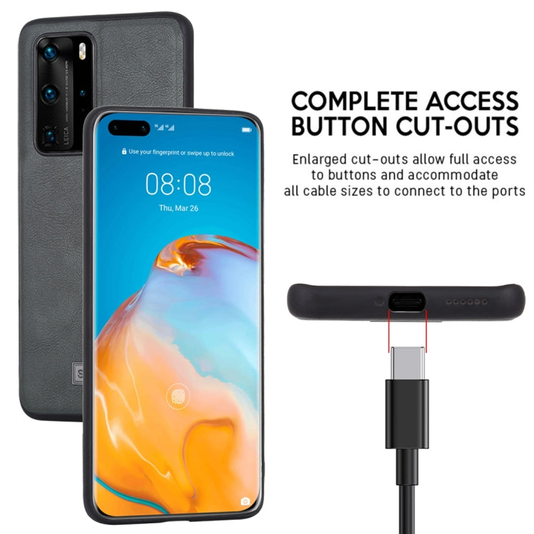 Para Huawei P40 Pro SULADA TPU a prueba de golpes + funda protectora de cuero hecha a mano (rojo)