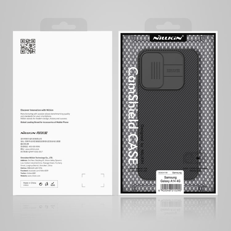 Para Samsung Galaxy A14 4G NILLKIN Black Mirror Series Camshield PC Phone Case (Azul)