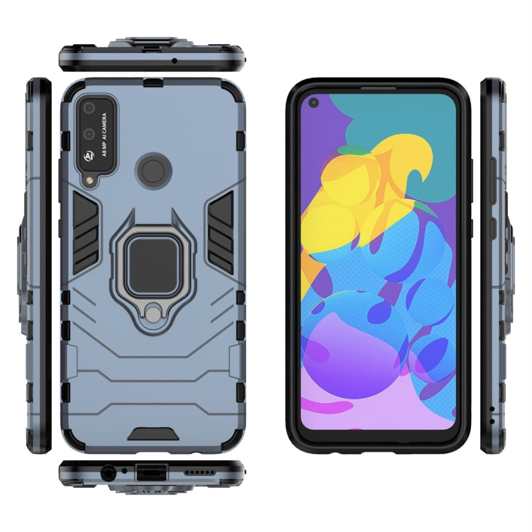 Para Huawei Honor Play 4T PC + TPU Funda protectora a prueba de golpes con soporte para anillo magnético (azul marino)