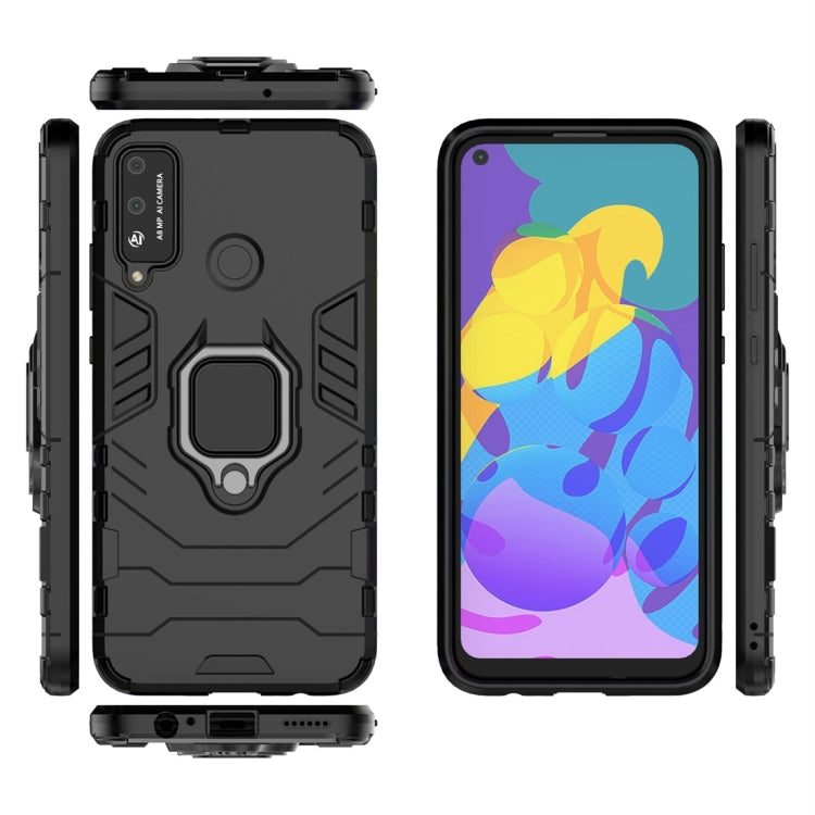 Para Huawei Honor Play 4T PC + TPU Funda protectora a prueba de golpes con soporte de anillo magnético (Negro)