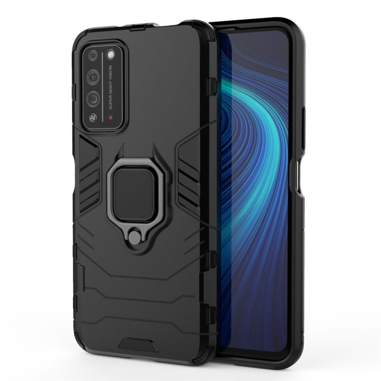 Para Huawei Honor X10 5G PC + TPU Funda protectora a prueba de golpes con soporte de anillo magnético (Negro)