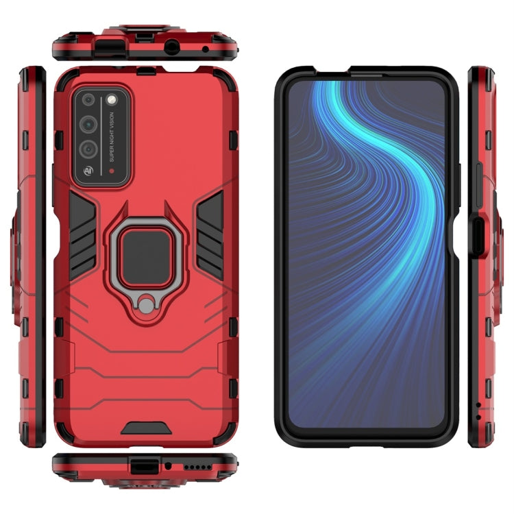 Para Huawei Honor X10 5G PC + TPU Funda protectora a prueba de golpes con soporte de anillo magnético (rojo)