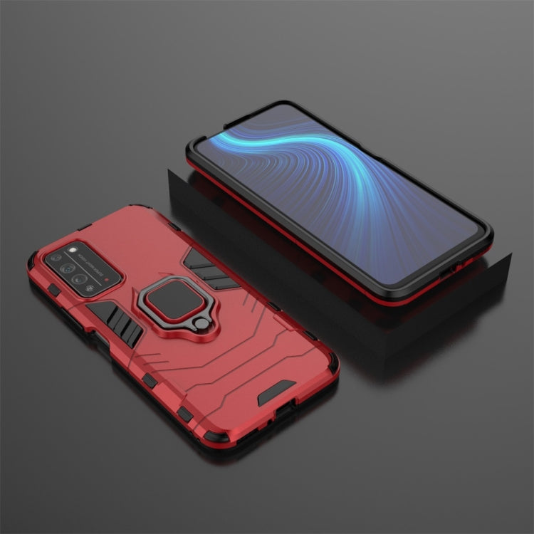 Para Huawei Honor X10 5G PC + TPU Funda protectora a prueba de golpes con soporte de anillo magnético (rojo)