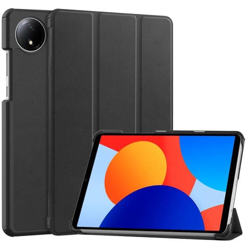 Funda de cuero con textura Custer y tres pliegues para Xiaomi Redmi Pad SE 8.7 (negra)