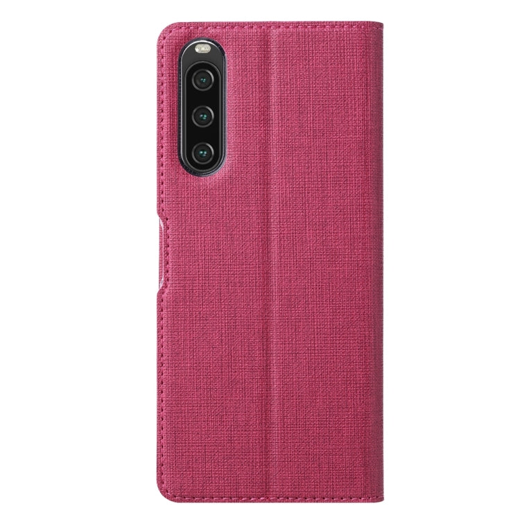 Estuche de Cuero Magnético para Sony Xperia 10 V Vili Dmx Series a Prueba de Golpes (Rose Red)