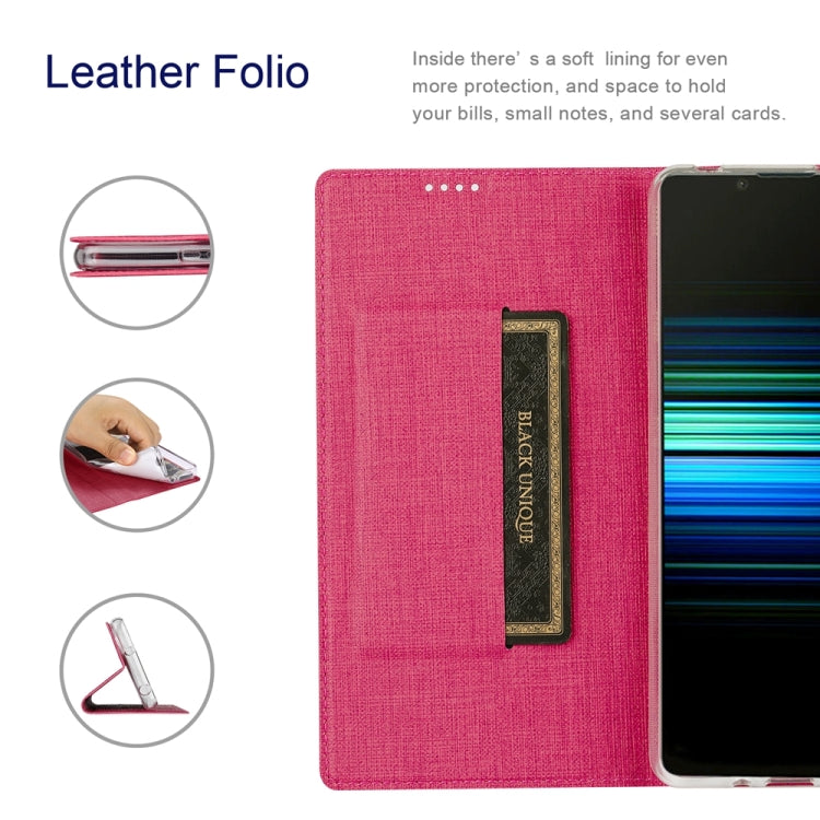 Estuche de Cuero Magnético para Sony Xperia 10 V Vili Dmx Series a Prueba de Golpes (Rose Red)