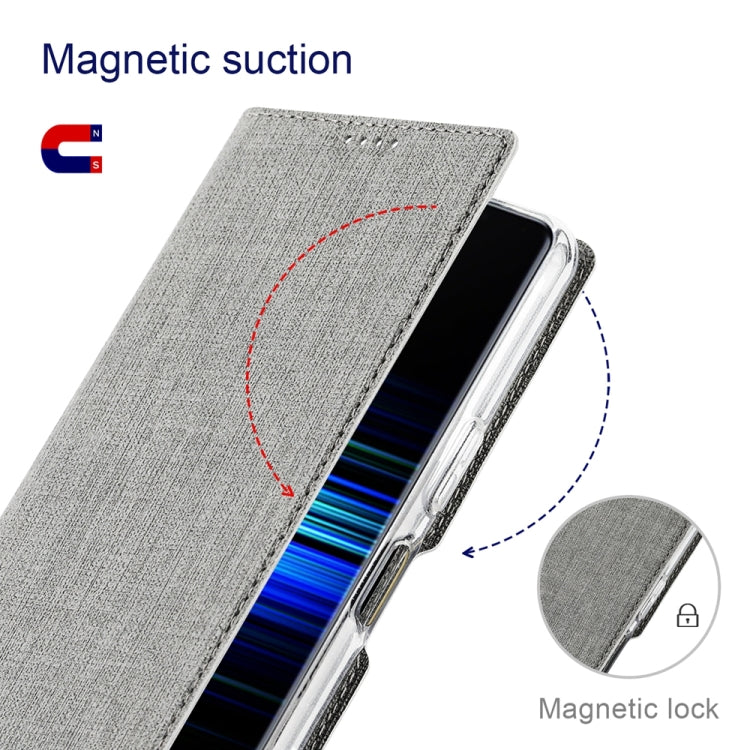 Estuche de Cuero Magnético para Sony Xperia 10 V Vili Dmx Series a Prueba de Golpes (Gris)