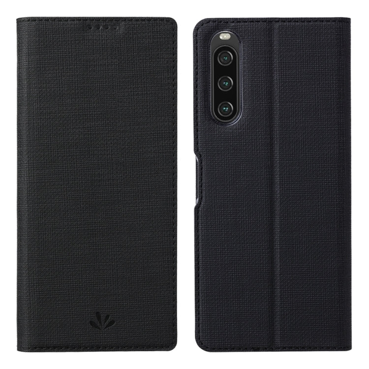 Estuche de Cuero Magnético para Sony Xperia 10 V Vili Dmx Series a Prueba de Golpes (Negro)