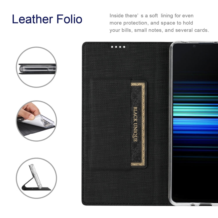 Estuche de Cuero Magnético para Sony Xperia 10 V Vili Dmx Series a Prueba de Golpes (Negro)