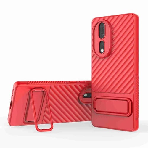 Caja de Teléfono TPU para Honor 80 5G con Textura Ondulada y Película de Lente (Rojo)