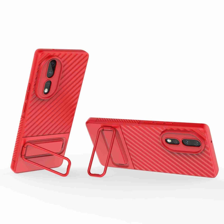 Caja de Teléfono TPU para Honor 80 5G con Textura Ondulada y Película de Lente (Rojo)