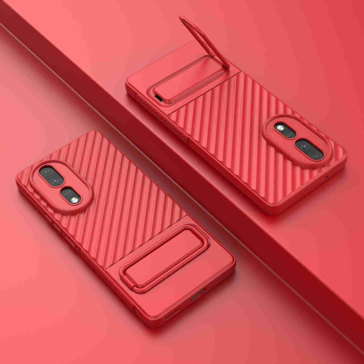 Caja de Teléfono TPU para Honor 80 5G con Textura Ondulada y Película de Lente (Rojo)