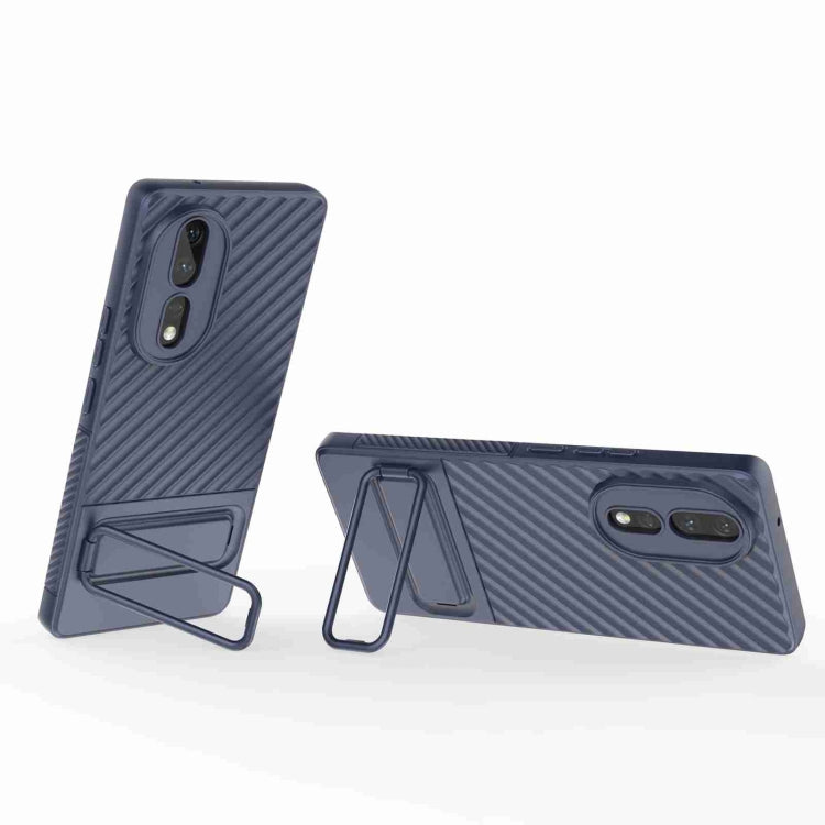 Caja de teléfono TPU para Honor 80 5G con textura ondulada y película de lente (Azul Real)