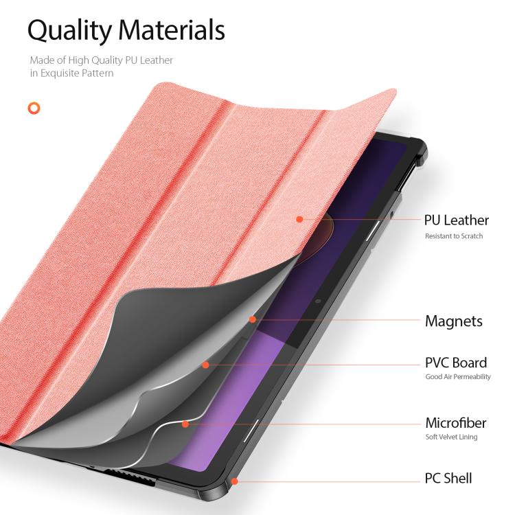 Funda de cuero con tapa magnética para Xiaomi Redmi Pad 2 DUX DUCIS Domo Series (rosa)