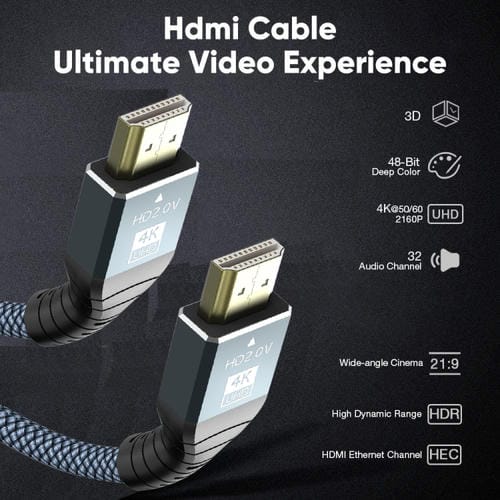 Cable HDMI 2.0 Versión 4K 60Hz de 1 Metro (Gris)