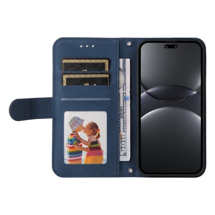 Funda de Cuero con Botones de Metal y Diseño Árbol de la Vida para Huawei Nova 13 Pro (Azul)