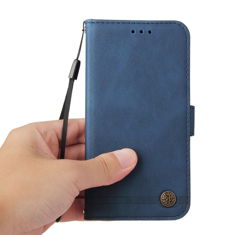 Funda de Cuero con Botones de Metal y Diseño Árbol de la Vida para Huawei Nova 13 Pro (Azul)