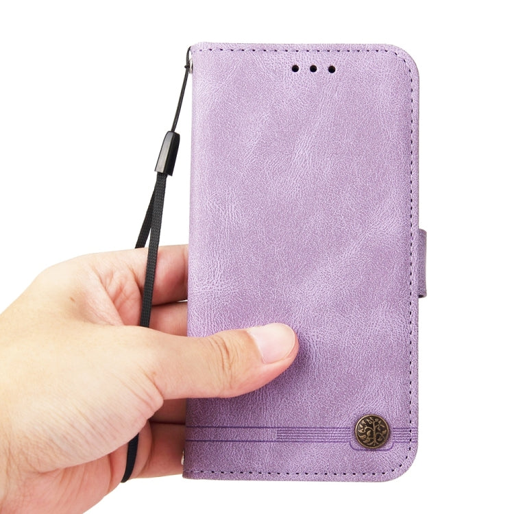 Funda de Cuero Huawei Nova 13/Nova 12 con Botones de Metal y Árbol de la Vida (Morado)