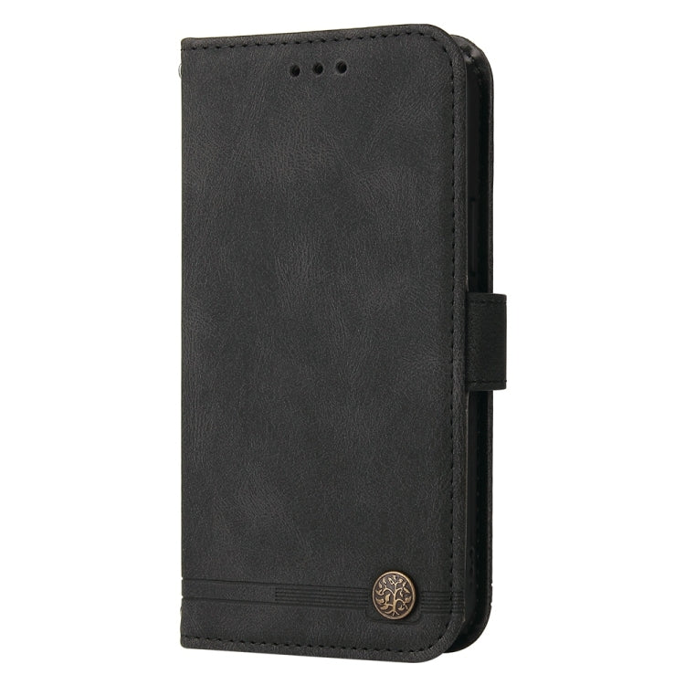 Funda de Cuero con Botones de Metal y Árbol de la Vida para Huawei Nova 13/Nova 12 (Negro)