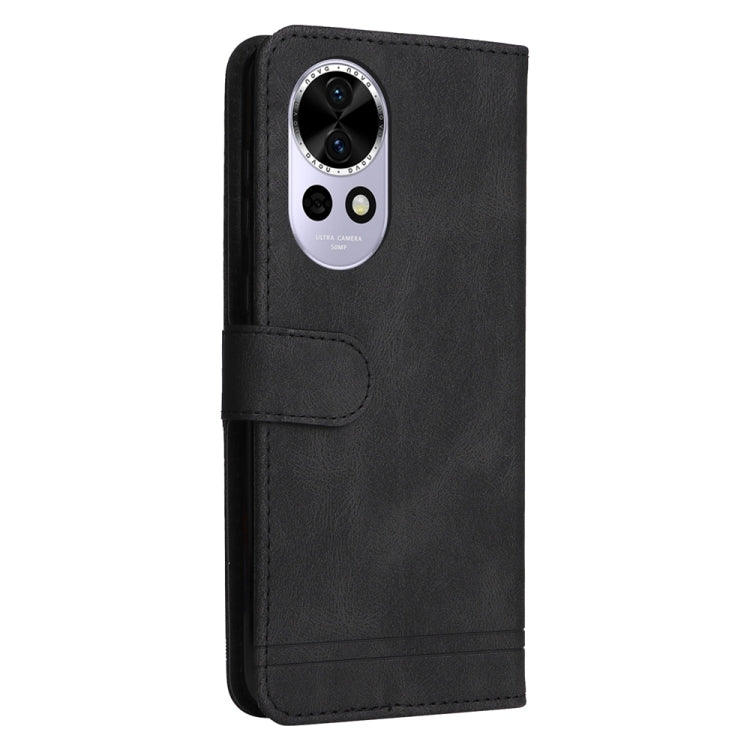Funda de Cuero con Botones de Metal y Árbol de la Vida para Huawei Nova 13/Nova 12 (Negro)