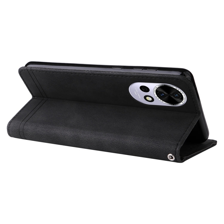 Funda de Cuero con Botones de Metal y Árbol de la Vida para Huawei Nova 13/Nova 12 (Negro)