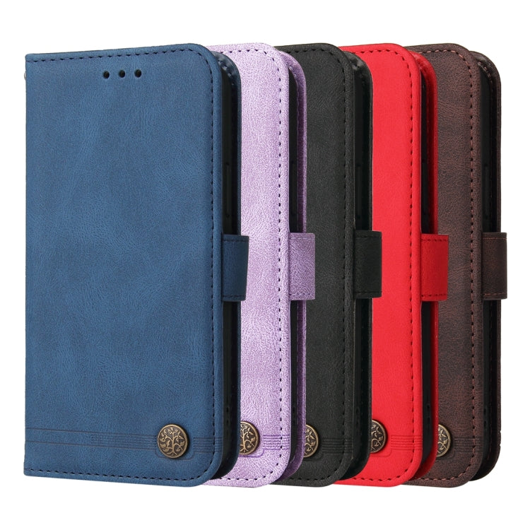 Funda de Cuero con Botones de Metal y Árbol de la Vida para Huawei Nova 13/Nova 12 (Negro)