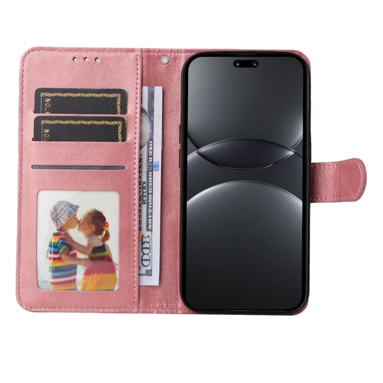 Funda de Piel con Tapa y Textura de Becerro para Huawei Nova 13 Pro (Oro Rosa)