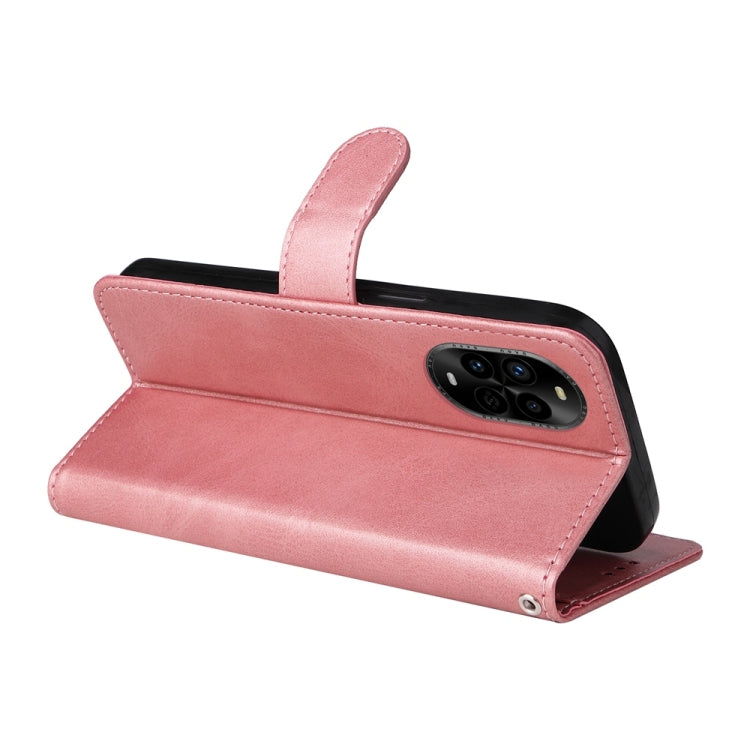 Funda de Piel con Tapa y Textura de Becerro para Huawei Nova 13 Pro (Oro Rosa)