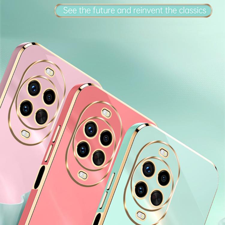 Funda de TPU con borde recto 6D galvanizado y soporte para anillo para Huawei Nova 14 Pro XINLI (verde menta)