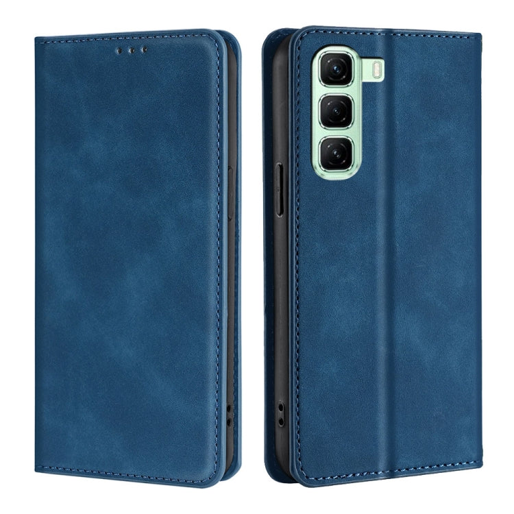 Funda de Cuero Magnética con Tacto de Piel para Infinix Hot 50 5G (Azul)