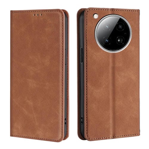 Funda Cuero Magnética con Tacto de Piel para Infinix Zero 40 4G (Marrón Claro)