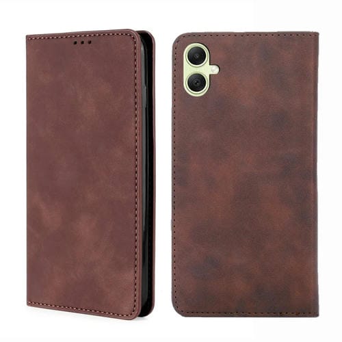 Funda para Samsung Galaxy A05 4G Skin Feel Cuero Magnética (Marrón Oscuro)