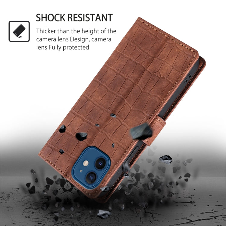 Funda de Piel para OnePlus Ace 3 Pro 5G con Cierre Magnético y Diseño Cocodrilo (Marrón)