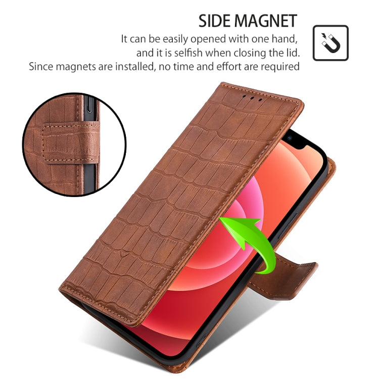 Funda de Piel para OnePlus Ace 3 Pro 5G con Cierre Magnético y Diseño Cocodrilo (Marrón)