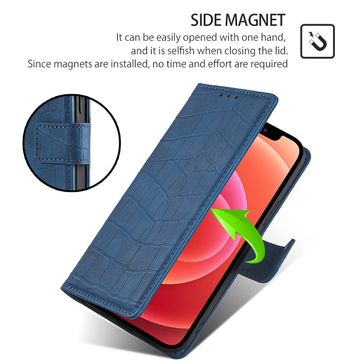 Funda de Piel para OnePlus Ace 3 Pro 5G con Cierre Magnético y Diseño de Cocodrilo (Azul)