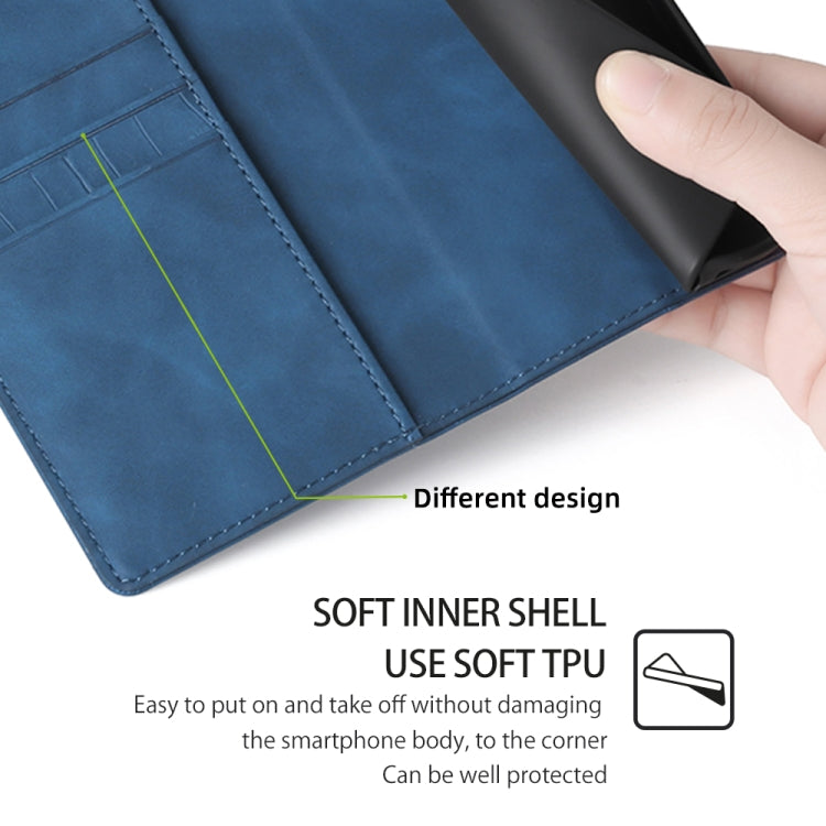 Funda de Piel para OnePlus Ace 3 Pro 5G con Cierre Magnético y Diseño de Cocodrilo (Azul)