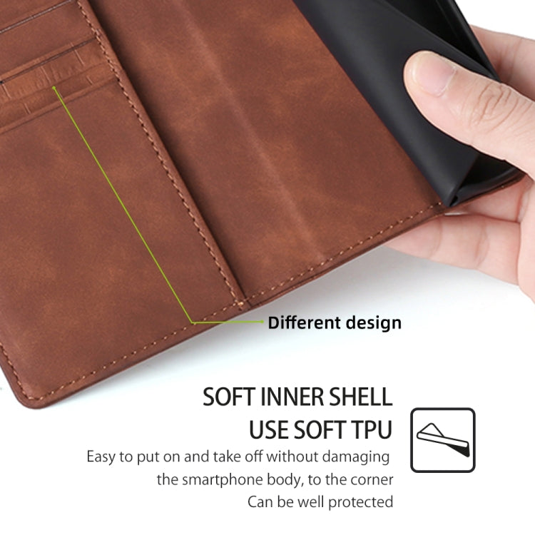 Funda de Piel OnePlus Nord Ce 4 Lite 5G con Cierre Magnético y Diseño de Cocodrilo (Marrón)