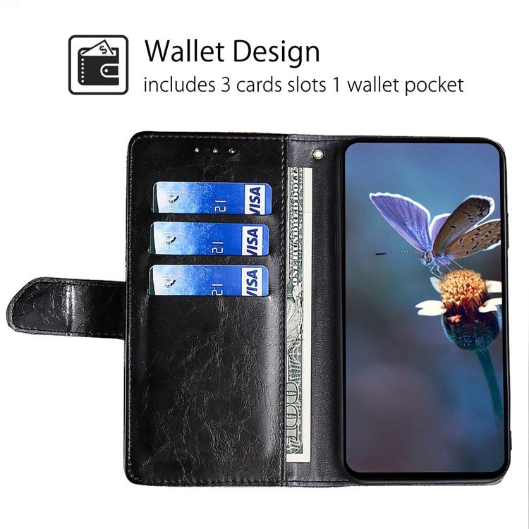 Funda de Cuero con Costuras Geométricas para OnePlus Ace 3 Pro 5G (Negra)