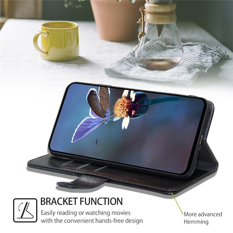 Funda de Cuero con Costuras Geométricas para OnePlus Ace 3 Pro 5G (Negra)