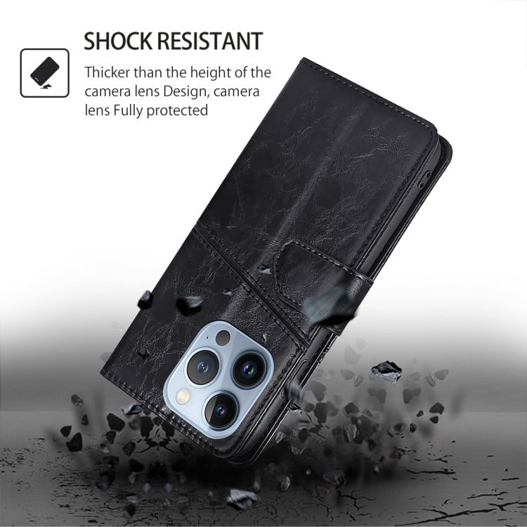 Funda de Cuero con Costuras Geométricas para OnePlus Ace 3 Pro 5G (Negra)