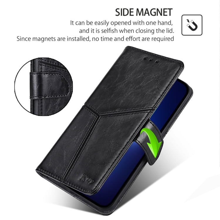 Funda de Cuero con Costuras Geométricas para OnePlus Ace 3 Pro 5G (Negra)