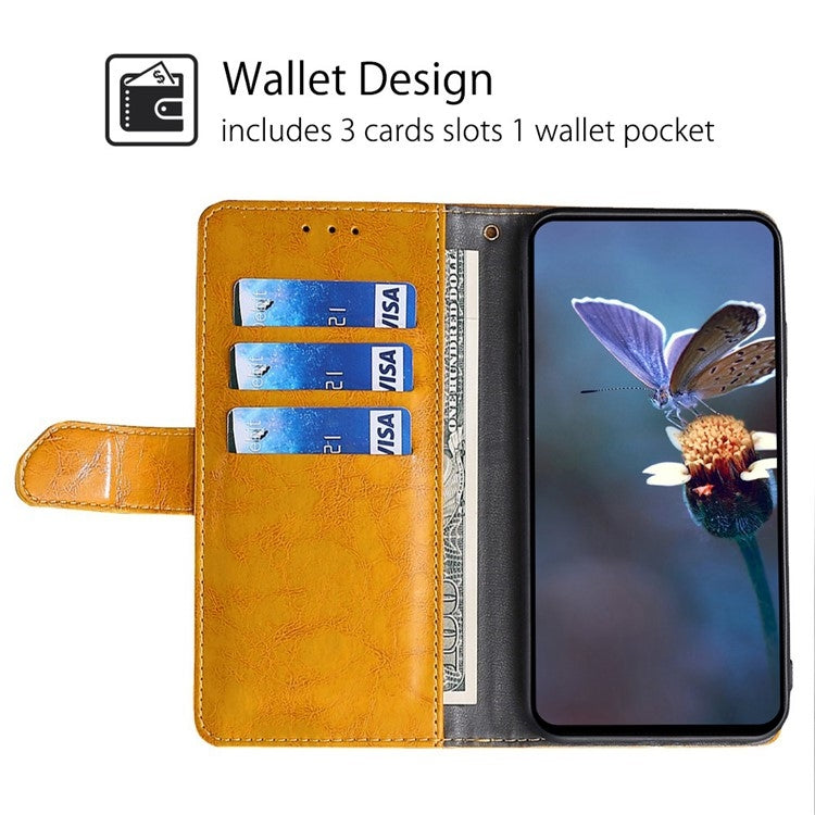 Funda de Cuero para OnePlus Ace 3 Pro 5G con Costuras Geométricas (Amarillo)