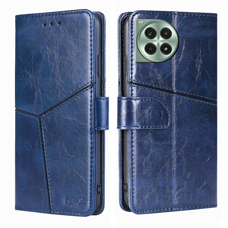 Funda de Cuero para OnePlus Ace 3 Pro 5G con Costuras Geométricas (Azul)