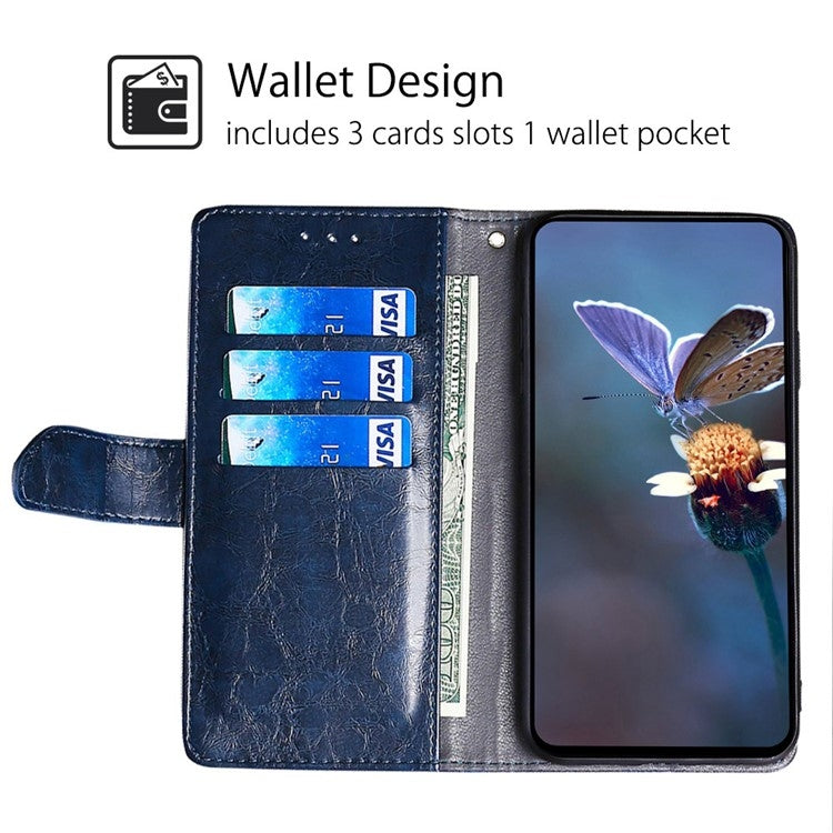 Funda de Cuero para OnePlus Ace 3 Pro 5G con Costuras Geométricas (Azul)