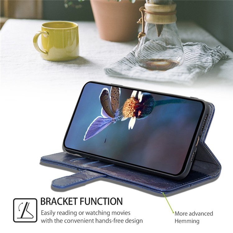 Funda de Cuero para OnePlus Ace 3 Pro 5G con Costuras Geométricas (Azul)