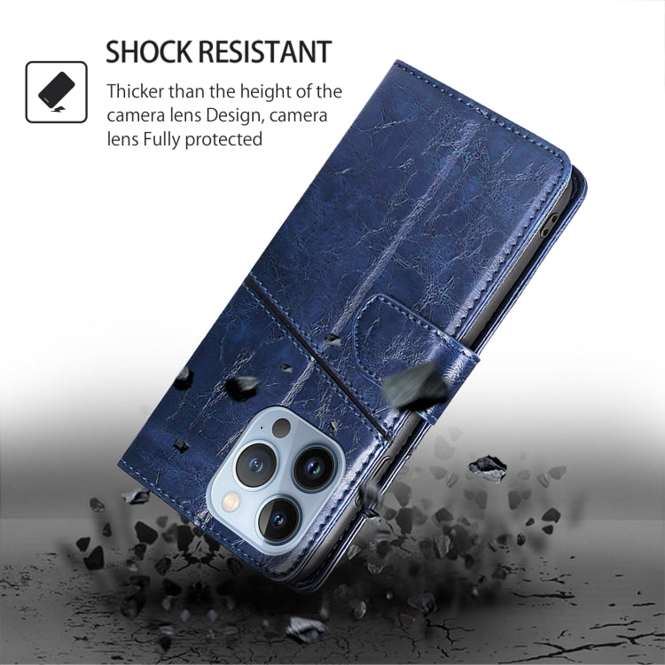 Funda de Cuero para OnePlus Ace 3 Pro 5G con Costuras Geométricas (Azul)