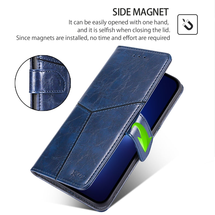 Funda de Cuero para OnePlus Ace 3 Pro 5G con Costuras Geométricas (Azul)