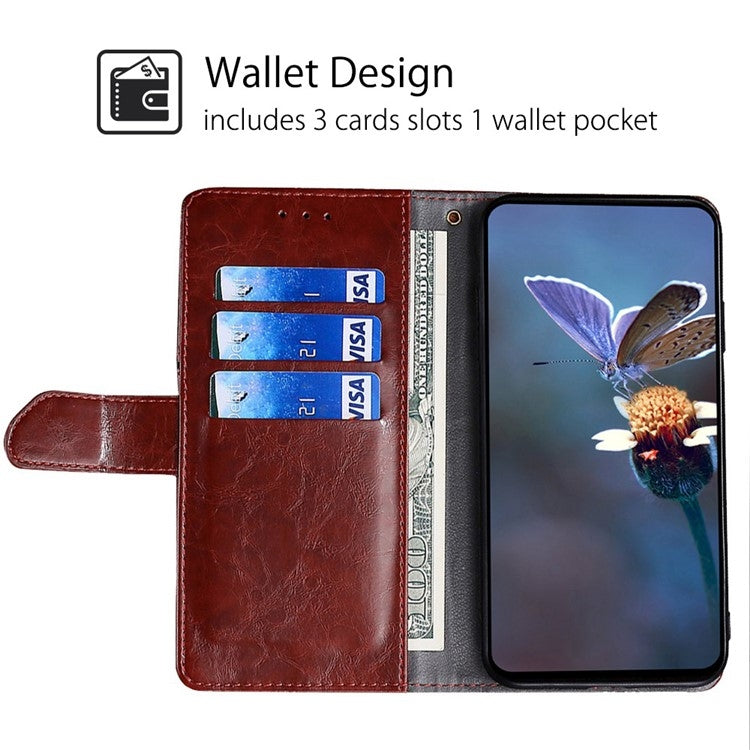 Funda de Cuero para OnePlus Nord Ce 4 Lite 5G con Costuras Geométricas (Marrón Oscuro)
