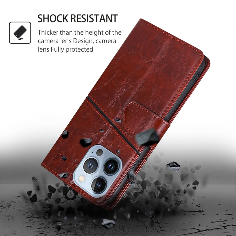 Funda de Cuero para OnePlus Nord Ce 4 Lite 5G con Costuras Geométricas (Marrón Oscuro)